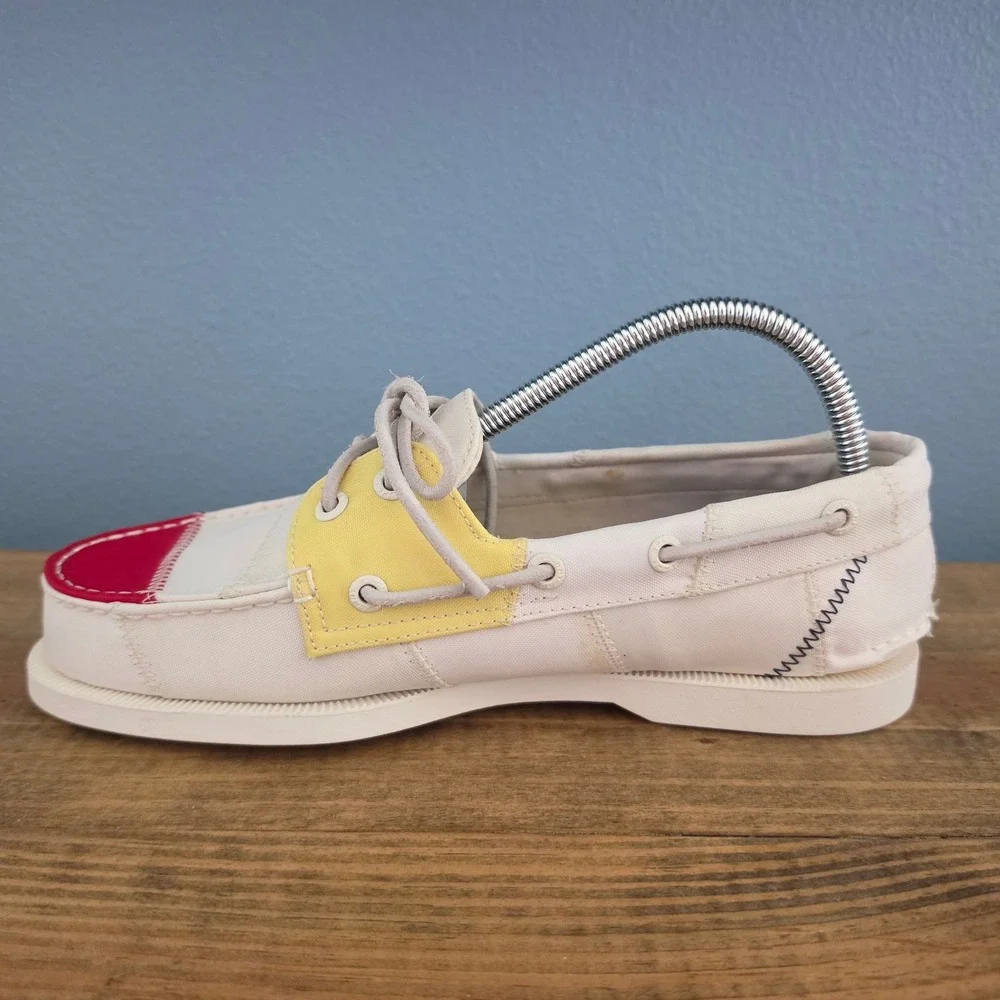 Sperry Mens A/O‎ 2-Eye Sail Bionic Boat Shoes Off White STS19372 Size 7